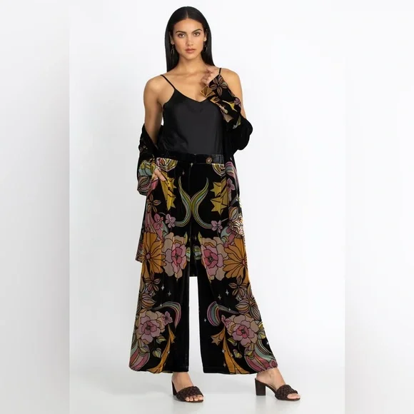 New Johnny Was Jade Priscilla printed velvet wide leg easy pants - Picture 2 of 9